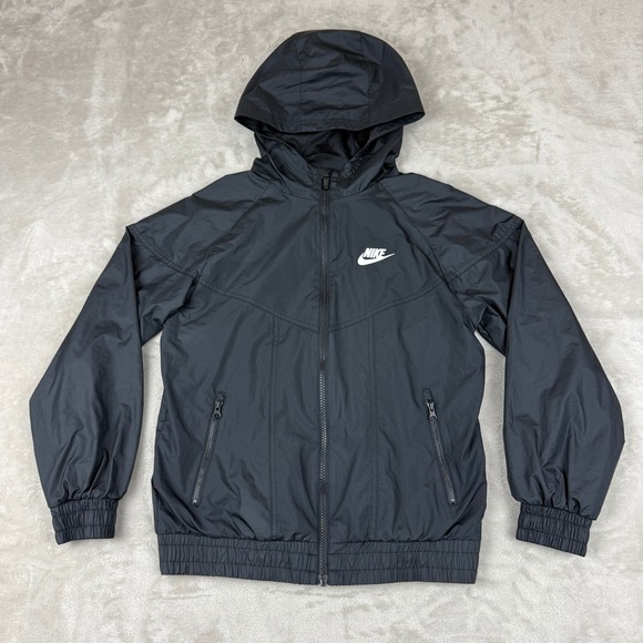 Nike Jacket Youth L Black Windrunner Sportswear Windbreaker Running Active EUC - Picture 1 of 11